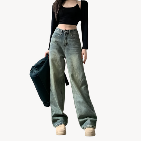 Vintage Y2K Baggy High Waist Wide Leg Jeans for Women